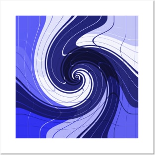 Blue Plaid Ocean Wave Posters and Art